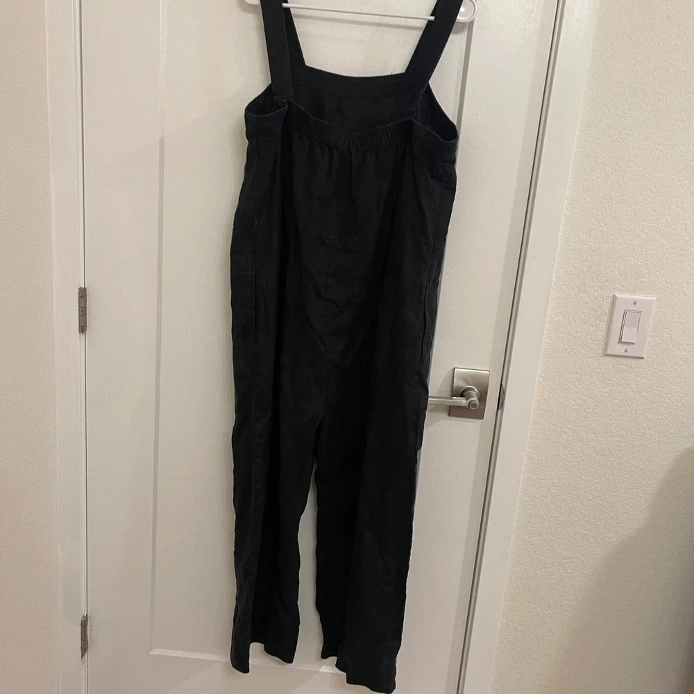 Quince Linen Black Jumpsuit Minimalist Chic Classic Luxury Basics Casual